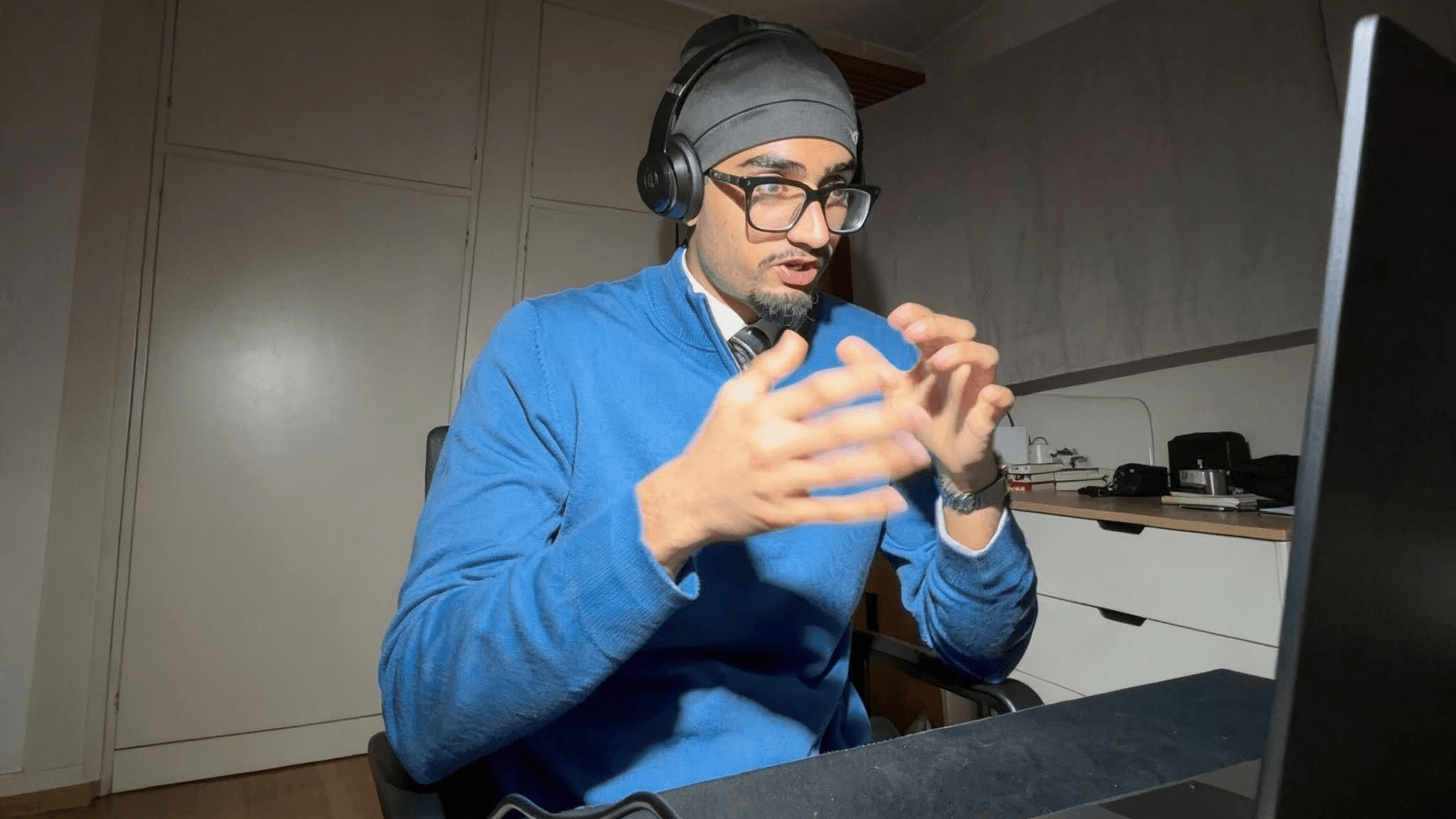 Student in a live AI mock interview
